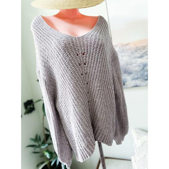 Whispering Meadow Mist dreamy slouchy soft chenille knit oversized sweater - Picture 1 of 4